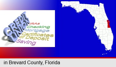 credit union services; Brevard County highlighted in red on a map